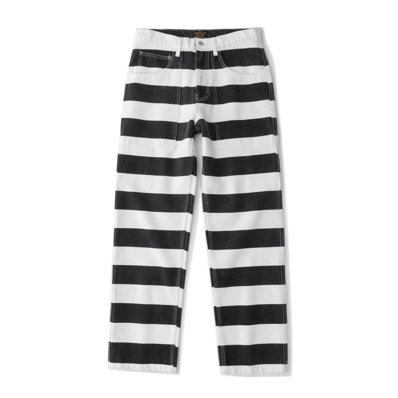 Motorcycle Gear Jeans - 16オンス 100% コットン ヘビーウェイト ストライプ ワーク