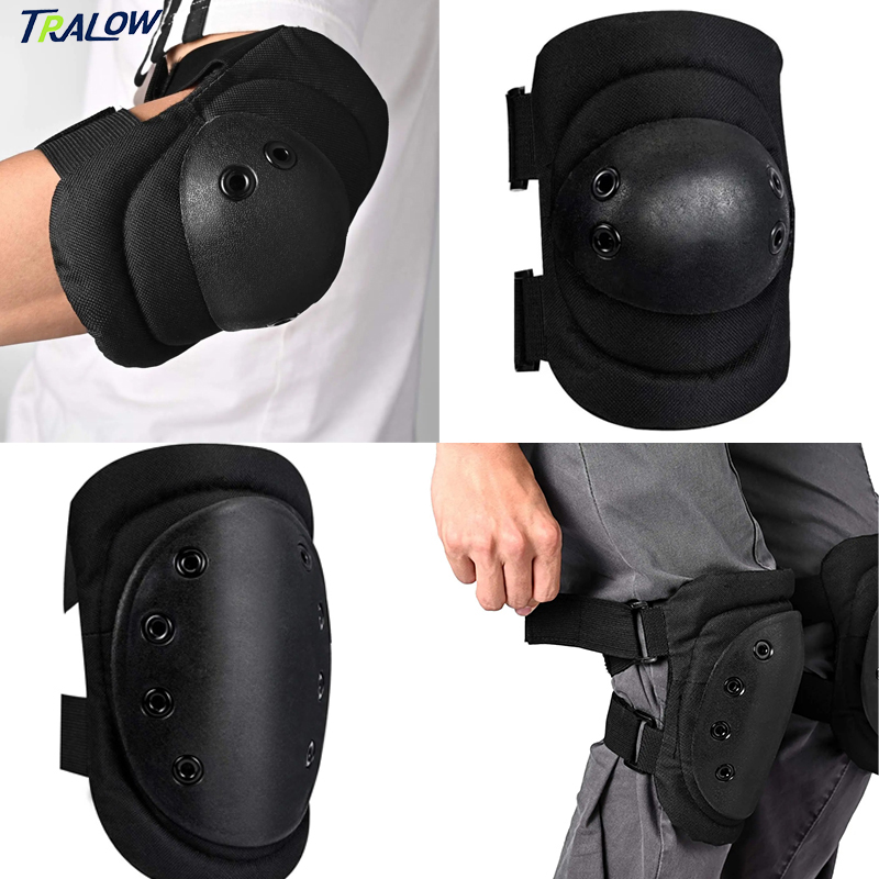 Knee Guard Hard - TRALOW 4in1 膝肘手首保護パッドセット衝撃吸収ハードシェルガードサイクリングスケートボードスクーターマウンテンバイク用