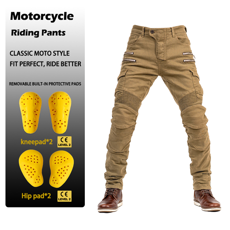 Motorcycle Gear Jeans - メンズ・レディース スリムフィット ジッパー付きデニム バイクパンツ、カジュアル バイカー オフロード