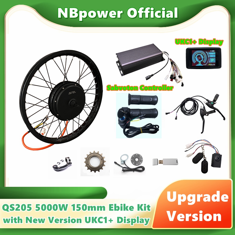 Motorcycle Gear Hub - NBpower/QS205 5000W V3 150mmリアモーターサイクルホイールモーター 5000Wコンバージョンキット（サブボトンコントローラー、最新UKC1+ディスプレイ付き）