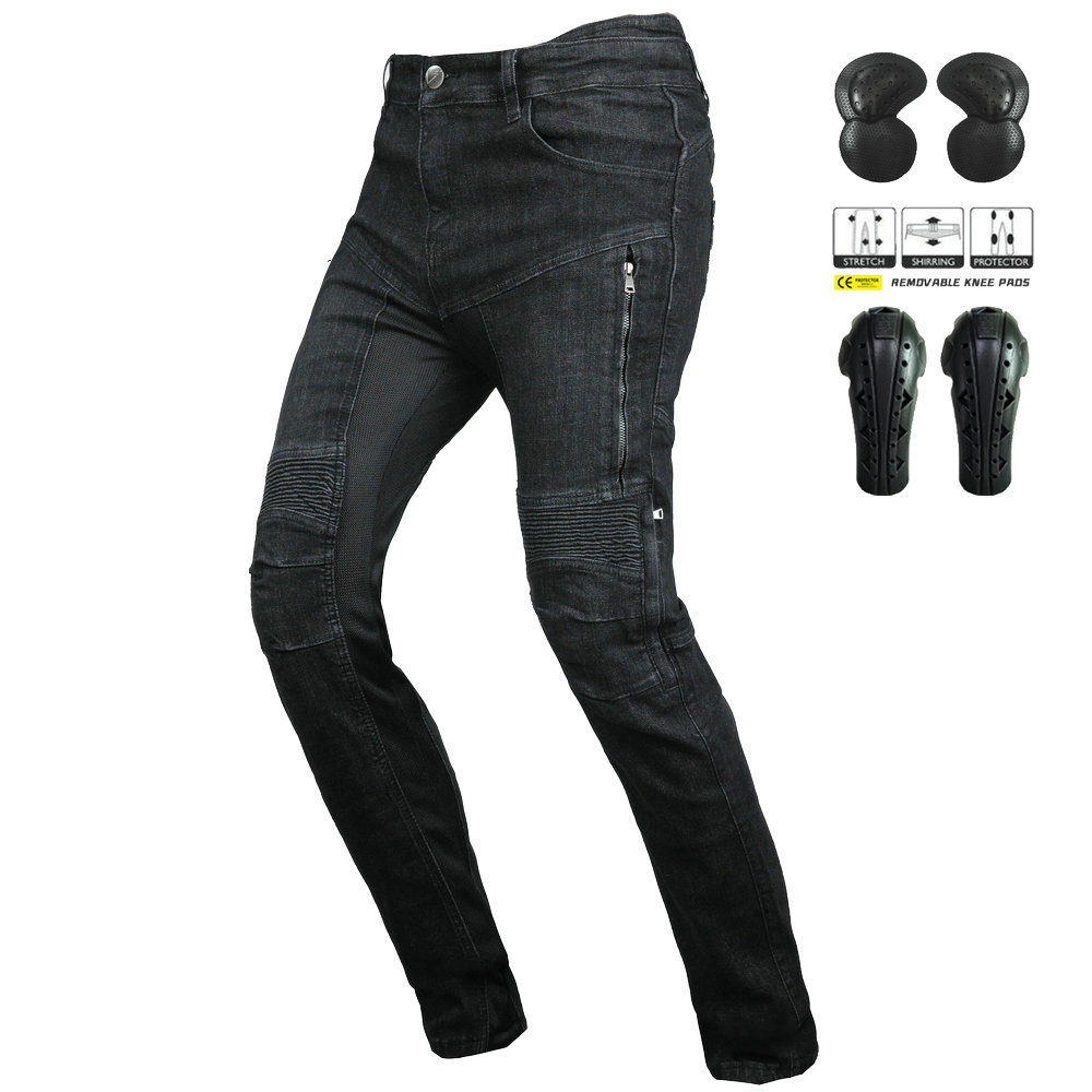 Motorcycle Gear Jeans - オートバイ用ジーンズ 通気性 ハイウエスト バイク用ライディングパンツ モトクロスジーンズ 拡張CEプロテクター付き