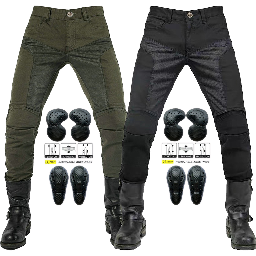 Motorcycle Gear Jeans - オートバイ用サマーライディングジーンズ,通気性,伸縮性,モトクロスパンツ,固定ベルト,ニーギア,新品,2022