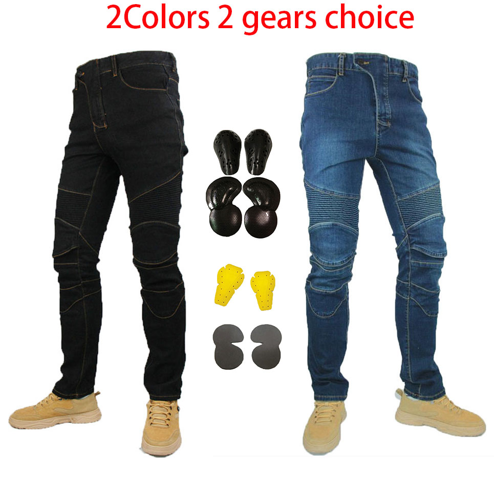Motorcycle Gear Jeans - 真新しい4シーズンオートバイレジャーモトクロスパンツ屋外乗馬ジーンズとあいまいな保護具膝ギアヒップパッド
