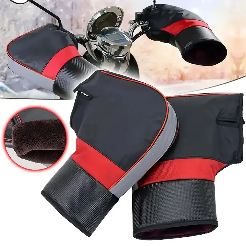 Motorcycle Gear Protection - オートバイのハンドルバーマフ厚くて暖かい防雨防風ハンドプロテクターカバーグリップ冬の乗馬通勤ギア用