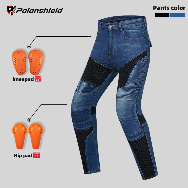 Motorcycle Gear Jeans - オートバイ屋外男性パンツ防具乗馬ツーリング青黒バイクズボン膝ヒップパッドモトクロスモトジーンズ