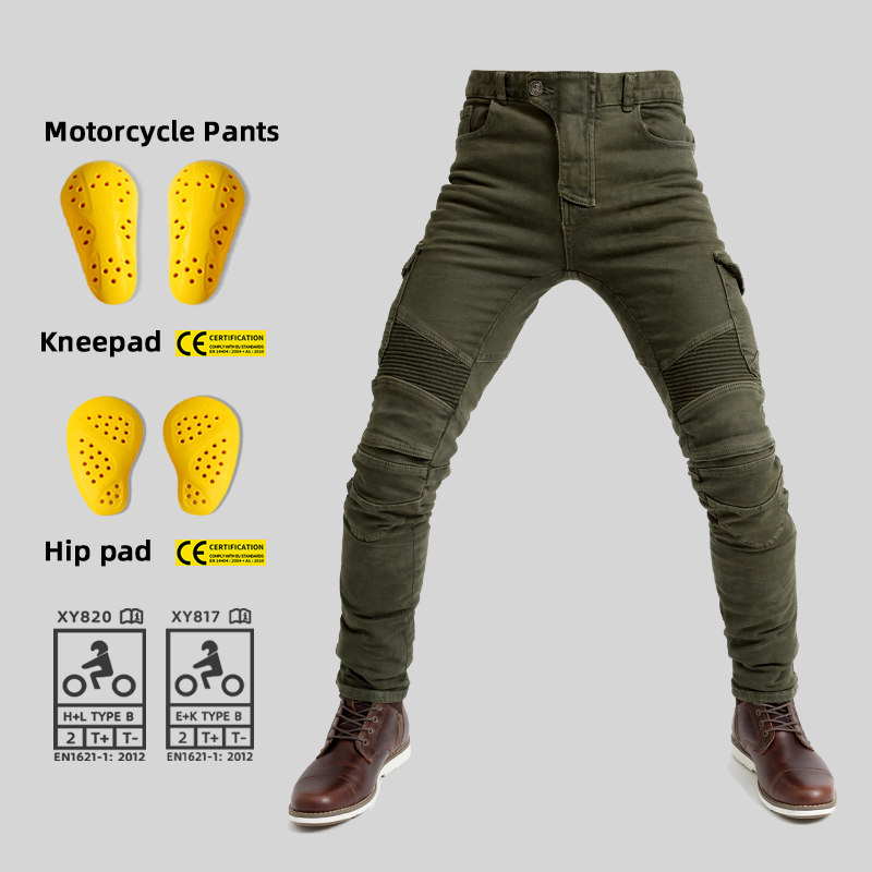 Motorcycle Gear Jeans - オートバイジーンズパンツ モトクロスライディングパンツ ライダー用四季対応カジュアルパンツ 取り外し可能な保護ギア付き