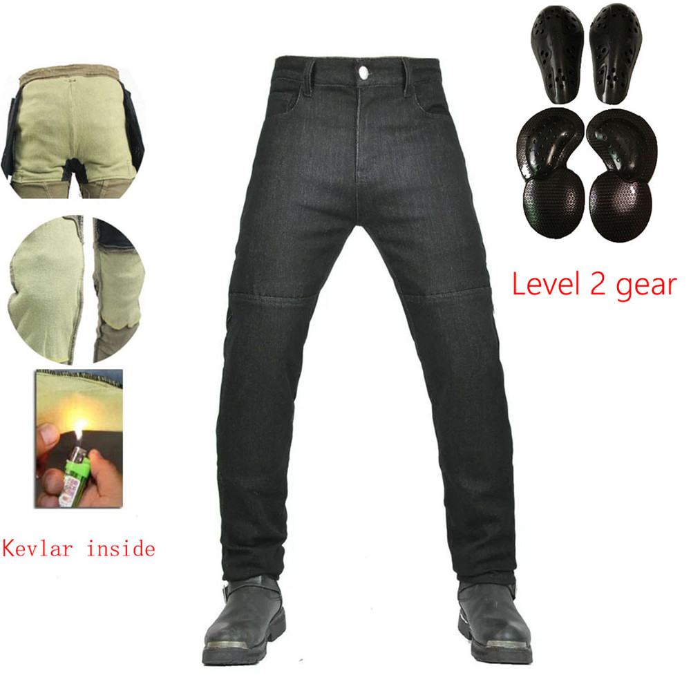 オートバイ乗馬用ジーンズパンツ ソフト弾性インセットギア 耐 - Motorcycle Gear Jeans のレビューと価格
