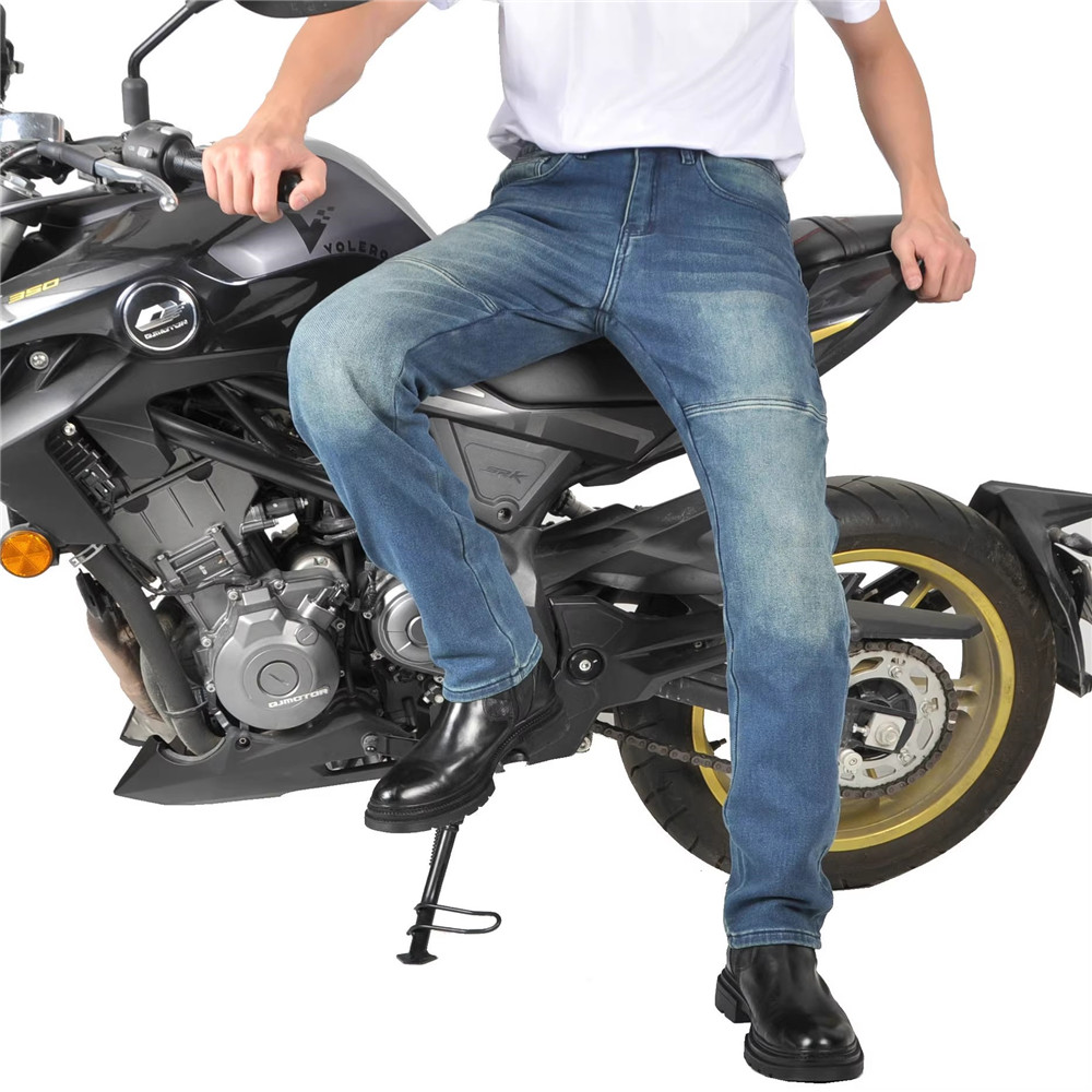 オートバイ乗馬用ジーンズパンツ ソフト弾性インセットギア 耐 - Motorcycle Gear Jeans のレビューと価格