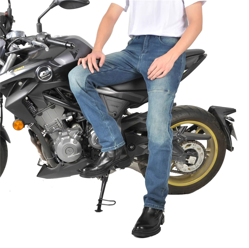 オートバイ乗馬用ジーンズパンツ ソフト弾性インセットギア 耐 - Motorcycle Gear Jeans のレビューと価格