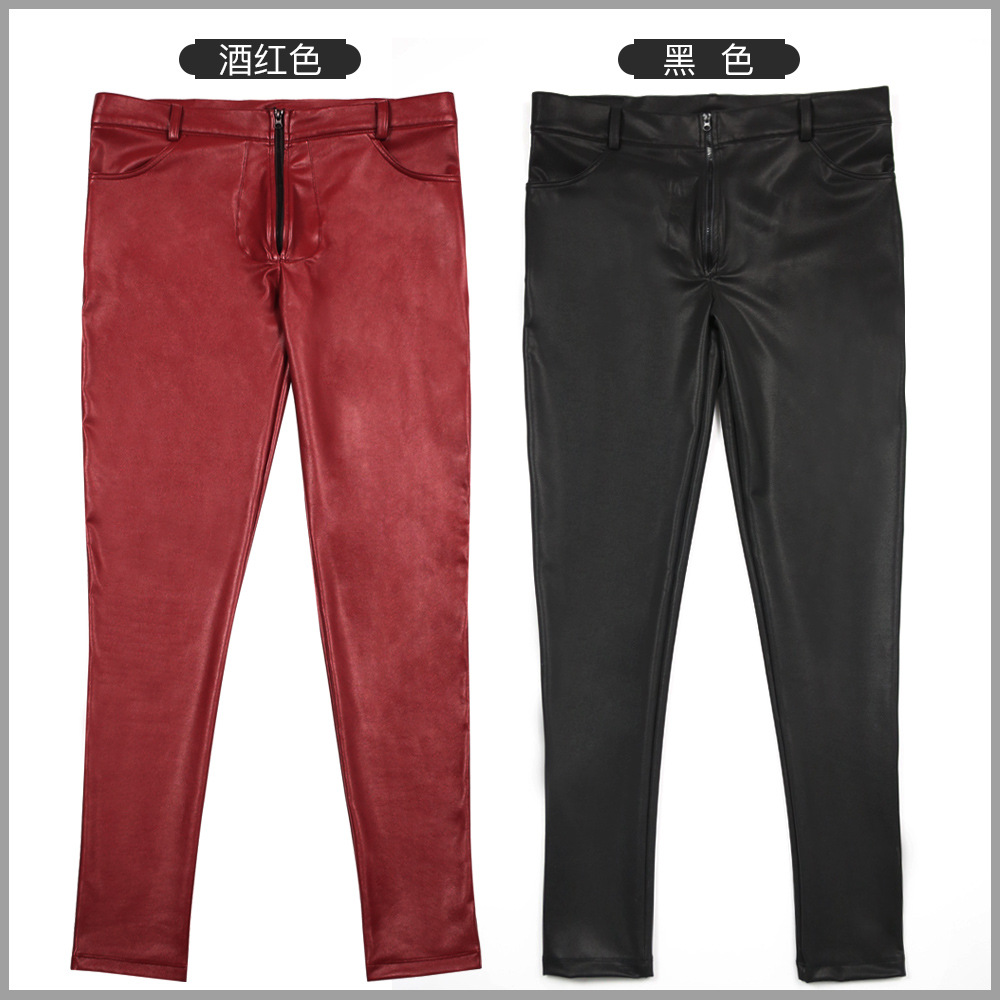 メンズ Pu レザースキニージーンズスタイルタイトなラテック - Motorcycle Gear Jeans のレビューと価格