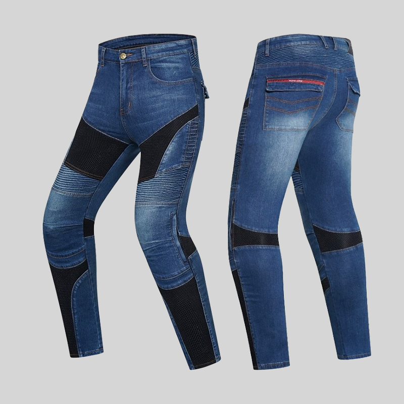 オートバイ屋外男性パンツ防具乗馬ツーリング青黒バイクズボン膝 - Motorcycle Gear Jeans のレビューと価格