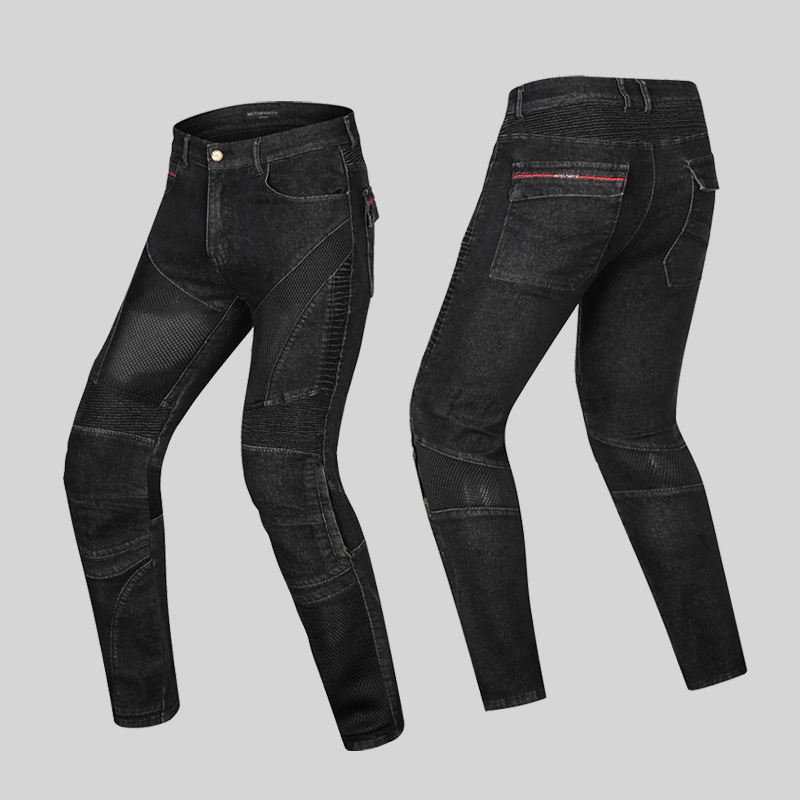 オートバイ屋外男性パンツ防具乗馬ツーリング青黒バイクズボン膝 - Motorcycle Gear Jeans のレビューと価格